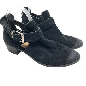 MICHAEL KORS Genuine Leather Black Suede Ankle Booties Shoes Block Heels sz 9.5
